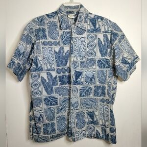 Go Barefoot (Sz L) Men's Cotton Hawaiian Print Button Down Front SS Casual Shirt